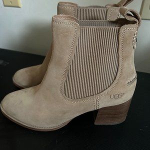 Ugg Heeled Ankle Boots, suede cream size 9